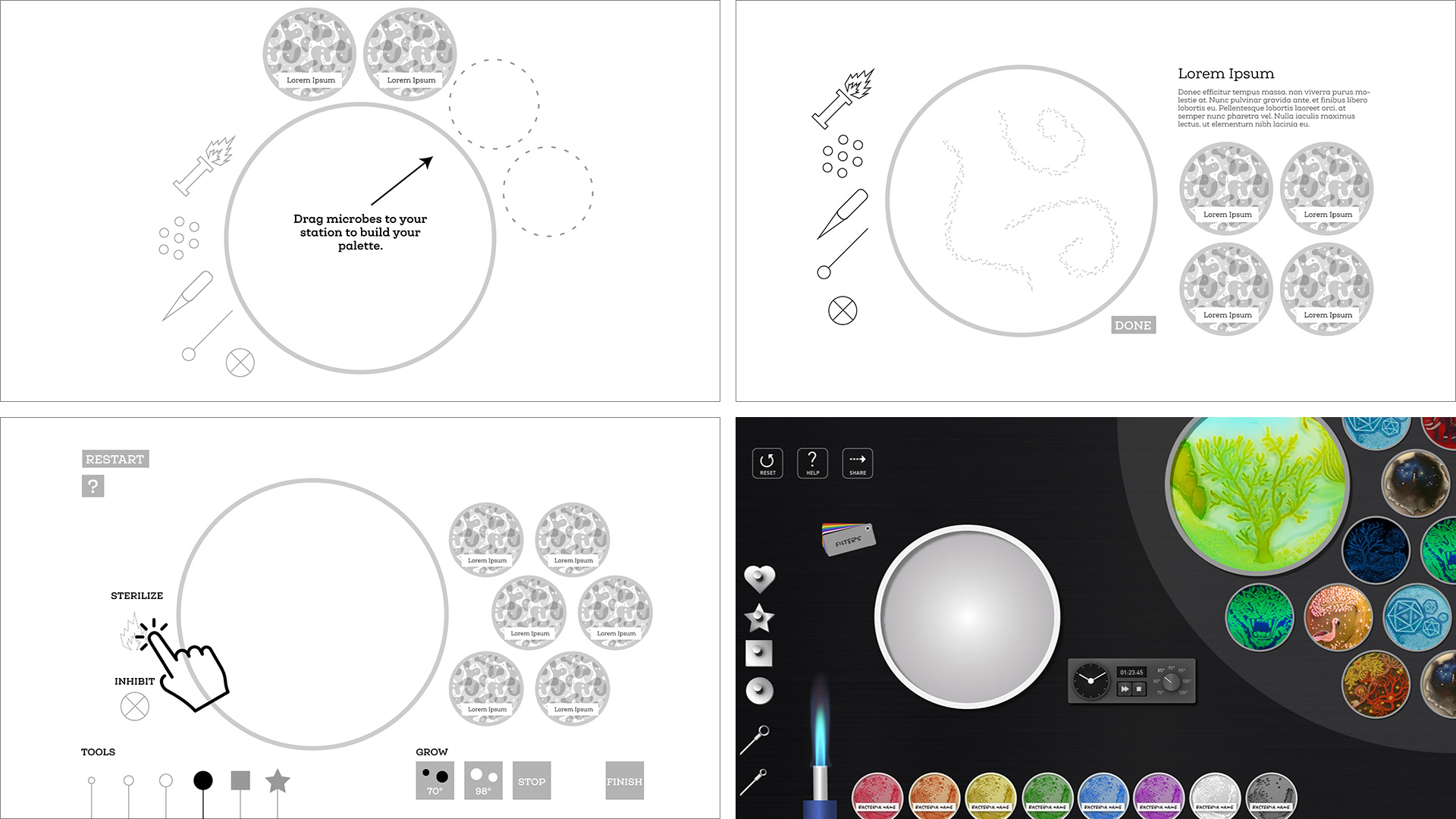 Multiple UX and UI iterations helped the team determine how best to translate the complex real-world experience into a user-friendly virtual one.